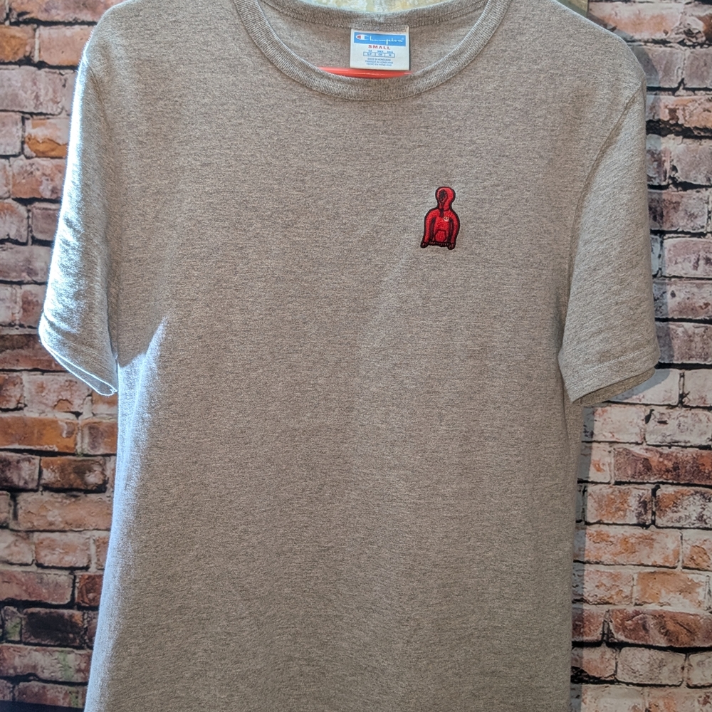 Champion Heather Gray Tee with Red Logo